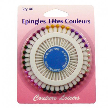 Epingles têtes perles (x40) 38mm x 0,62mm
