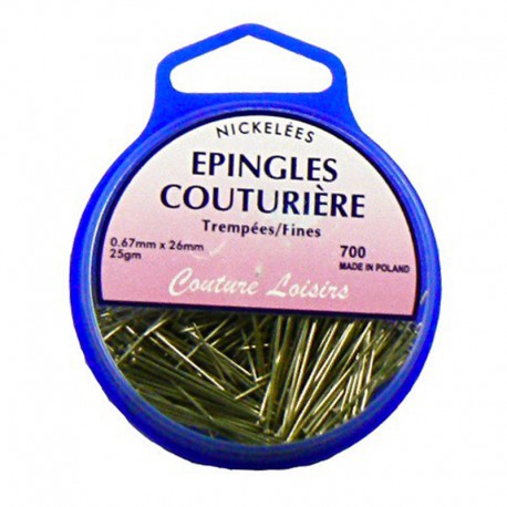 Epingles couture nickelées ±315 pcs 25g- 26x0.6mm 