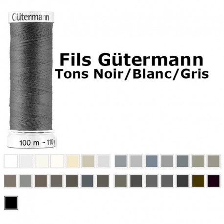 Fil pour tout coudre 100m - Tons Noir/Blanc/Gris - Gütermann
