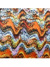 Tissu Satin de Soie imprimé vagues sur ton orange