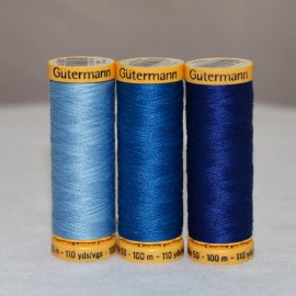 Fil de coton naturel 100m -Bleu- Gütermann