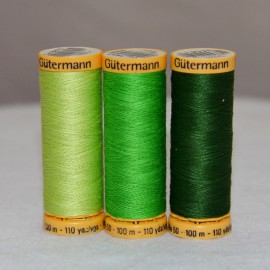Fil de coton naturel 100m -Vert- Gütermann