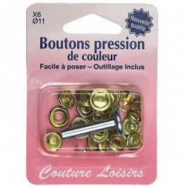 Boutons pressions et outillage Or ( 11mm)