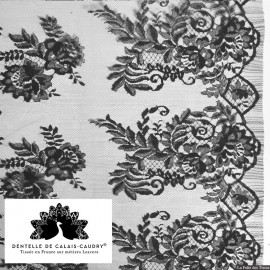 Tissu Dentelle de calais noir motif arabesque x10cm