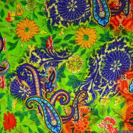  Tissu Satin de soie imprimé Rio de Janeiro x10cm 